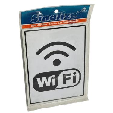 Imagem de Placa de Sinalização Internet Wi-Fi Auto Adesiva 15 X 20cm Design com Ícone Universal Sinalize