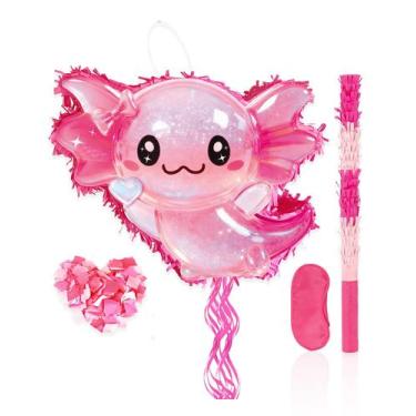 Imagem de Conjunto de Pinhata de Axolote Homie Finds 41 cm Rosa com Glitter