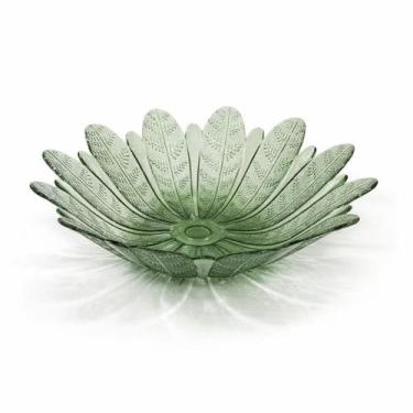Imagem de Centro de Mesa Fruteira em Vidro Transparente Texturizado folhas - NoB