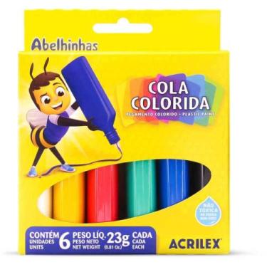 Imagem de Cola Colorida Escolar Estojo com 06 Cores 23G - Acrilex