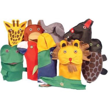 Imagem de Fantoches Animais Selvagens 10 Peças Simque Feltro Kit