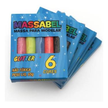 Imagem de Kit 30 Massinha De Modelar C/6 Glitter Infantil Massabel - Massabel,ma