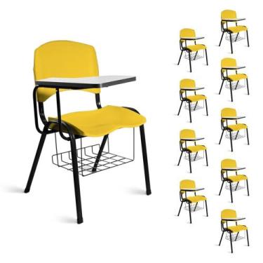 Imagem de Cadeira Lara Plástica Universitária Kit 10 A/E Cor:Amarelo - Ideaflex,