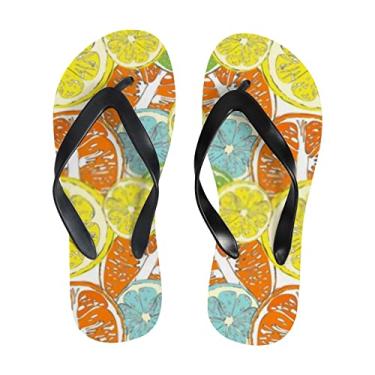 Imagem de Chinelos femininos Hello Summer Fruit Orange Lemon Slim sandálias de praia leves de verão para mulheres e homens, Multicor, 8-9 Narrow Women/6.5-7 Narrow Men