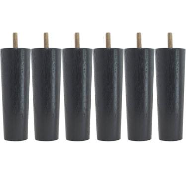 Imagem de Kit 6 Pés Para Cama Box Solteiro Pé Para Moveis 13cm Preto