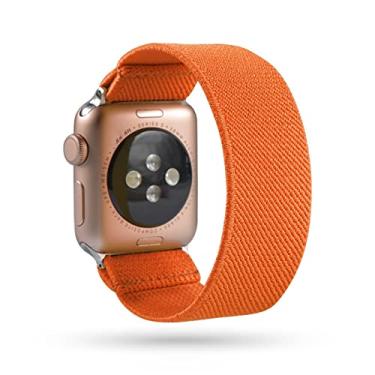 Imagem de EEOM Pulseira para relógio Apple Watch Bohemia elástica de nylon 38/40 mm 42/44 mm Série 7/6/5/4/3/2/1 Pulseira de relógio feminina masculina (cor : laranja, tamanho: 42 mm-44 mm)