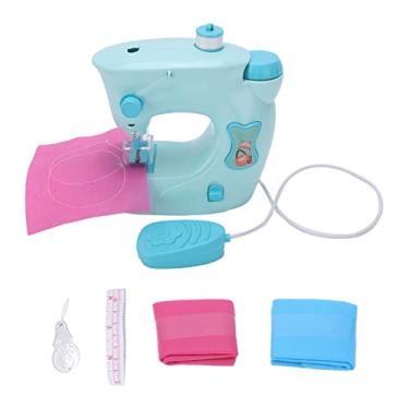 Imagem de mini máquina de costura portátil,Máquina de costura infantil, brinquedo educacional interessante, ferramenta de costura doméstica essencial antiderrapante com agulha de pano de costura para mais de 3