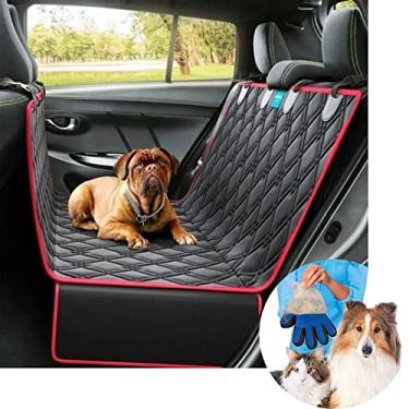 Imagem de Kit Capa Pet Protetor Banco Traseiro e Luva Tira Pelo Cão (Vermelho)