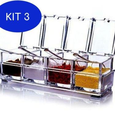Imagem de Kit 3 Porta Condimentos E Temperos Crystal Seasoning Box Acrílico