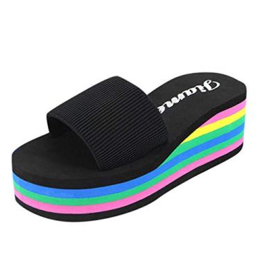 Imagem de Sapatos de banho plataforma sapatos de banho moda chinelos altos chinelos femininos chinelos de verão interior para mulheres, Preto, 7.5