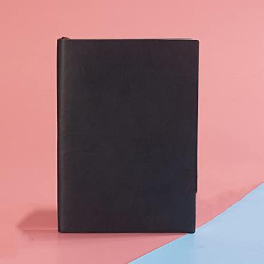 Imagem de Caderno de couro A5 PU engrossado para registros de reuniões de escritório de negócios, preto, 1 peça