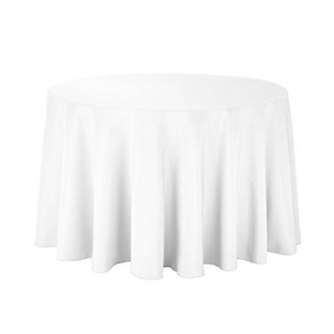 Imagem de Gee Di Moda Toalha de mesa redonda – Toalha de mesa redonda branca de 2,7 m para mesas redondas de 108 a 182 polegadas – Tecido lavável resistente – para mesa de buffet, festas de fim de ano, jantar,