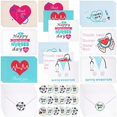 Imagem de 24 cartões de dia de enfermeira, cartão de agradecimento de enfermeira, cartão de agradecimento de enfermeira, cartões de agradecimento de enfermeira, presentes de médico, cartão de agradecimento para enfermeira, com envelopes adesivos para médicos, 6 designs