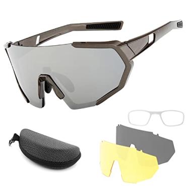 Imagem de Tingpai Óculos de ciclismo com 2 lentes intercambiáveis UV400 Óculos de sol espo vos MTB Road Bike Óculos pa homens mulheres correndo dirigindo pesca beisebol golfe