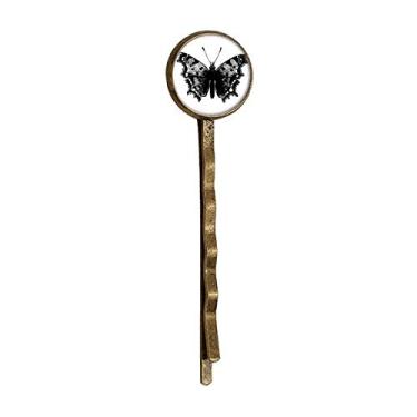 Imagem de Espécime de borboleta preta Art Déco Presente Moda Retrô Metal Grampo de Cabelo