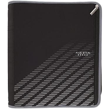 Imagem de Five Star Fichário com zíper, fichário com 3 anéis de 5 cm, Xpanz, linhas cinza (29040Hx9)
