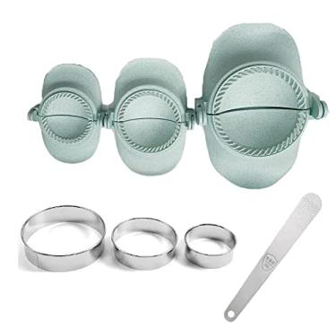 Imagem de Máquina de bolinhos faça você mesmo utensílios de cozinha prensa de massa com cortador de colher de recheio, molde de embalagem Pelmeni para diferentes tamanhos de torta de carne, azul