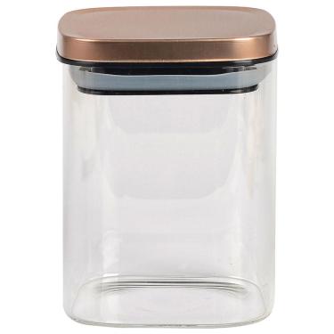 Imagem de Porta Mantimentos Quadrado Dynasty em Vidro Borossilicato com Tampa de Metal Cobre – 800 ml