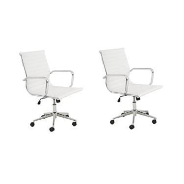 Imagem de Conjunto 2 Cadeiras Poliuretano Office Sevilha Rivatti Móveis Branco