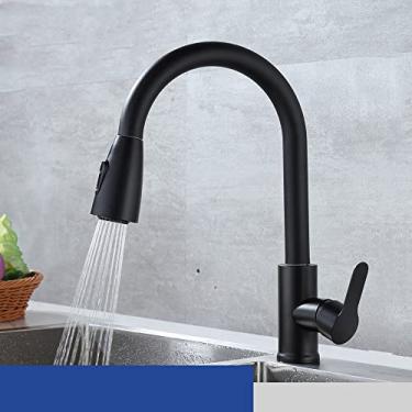 Imagem de Torneiras de cozinha retráteis de alça única de 2 funções Torneira de cozinha Torneiras de aço inoxidável Torneira misturadora de água quente e fria, 2