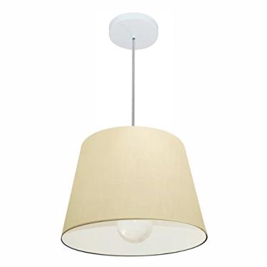 Imagem de Lustre Pendente Cone Cúpula Tecido 30/40x30 cm, Vivare Iluminação, Pendente4240 LA, Algodão Cru, Médio