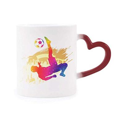 Imagem de Caneca Cheered Football Player Bicycle Kick Heat Sensitive Mudança de cor vermelha