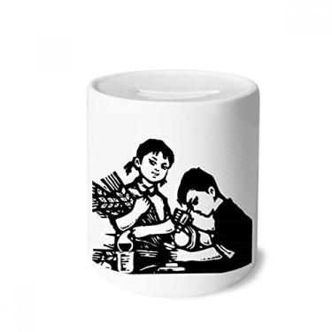 Imagem de DIYthinker Porta-moedas de cerâmica para meninos e meninas, microscópio de trigo, patriotismo