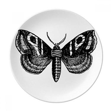 Imagem de Borboleta preta com placa de padrão simples decorativa de porcelana salver louça de jantar