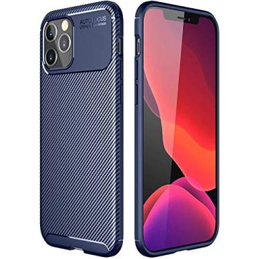 Imagem de Capa Capinha Anti Impacto Para Iphone 12 Pro Max com Tela de 6.7" polegadas - Case Com Desenho Fibra De Carbono Shock Queda - Danet (Azul)