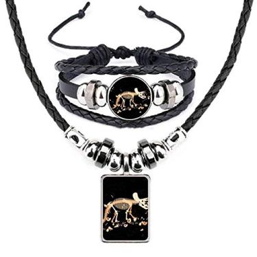 Imagem de Bones Bone – Conjunto de joias de couro de dinossauro em miniatura