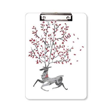 Imagem de Rena Natal efeito artístico prancheta pintada à mão, pasta, bloco de anotação, placa de apoio A4