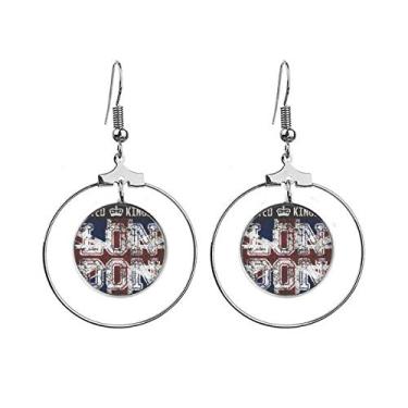 Imagem de Brincos de argola com a bandeira da União Jack de Londres, Reino Unido, Inglaterra, Círculo de gota