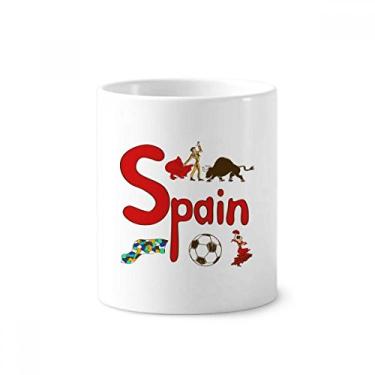 Imagem de Suporte para caneta de escova de dentes com estampa de marco nacional da Espanha com suporte de cerâmica