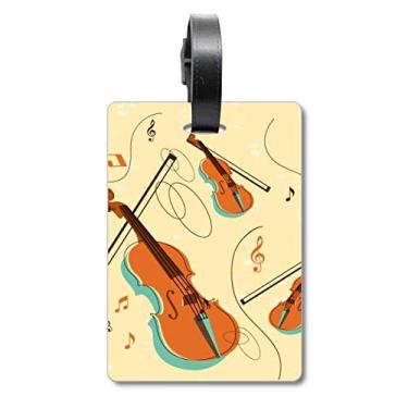 Imagem de Bolsa de viagem com estampa de instrumentos musicais violino, etiqueta para cartão de bagagem, etiqueta para pendurar