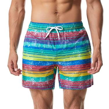 Imagem de NALEINING Shorts masculinos, shorts de praia, calção de surfe estampado, calção de banho de secagem rápida, tipo T (T-12, M)