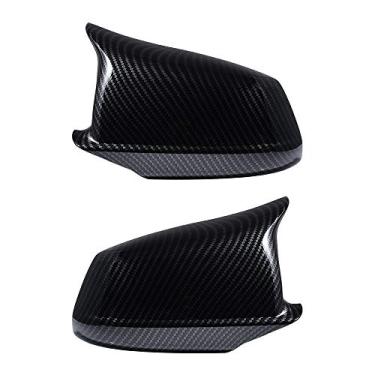 Imagem de Astra Depot 2 tampas para espelho retrovisor lateral com asa de porta compatível com BMW F10 5-Series Sedan Pre-LCI (fibra de carbono) 2011-2013