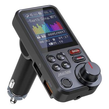 Imagem de Transmissor FM compatível com Bluetooth sem fio  Leitor de música MP3 para carro  Kit mãos livres