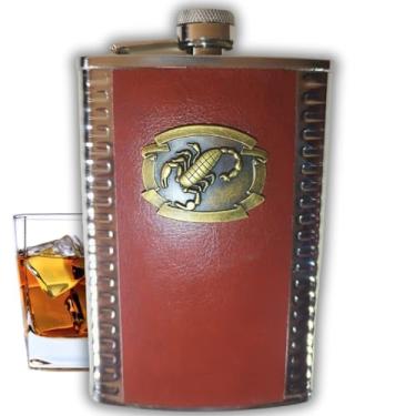 Imagem de Cantil de Bolso Inox Porta Bebidas Whisky Vodca 9Oz 266ml (Escorpião)