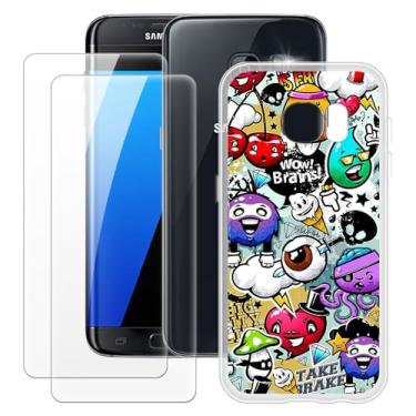 Imagem de MILEGOO Capa para Samsung Galaxy S7 + 2 peças protetoras de tela de vidro temperado, capa de TPU de silicone macio à prova de choque para Samsung Galaxy S7 (5,1 polegadas)