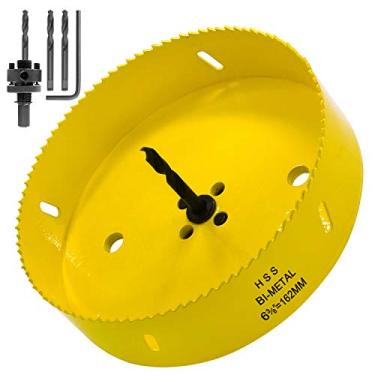 Imagem de Serra furo Acekit 6 3/8 polegada com 7/16 Arbor HSS Bi-Metal Orifício Lâmina Strenthen Brocas e inclinação de dentes variável para madeira, teto, placa de plástico, tubo, compensado e folha de metal macio (162 mm)