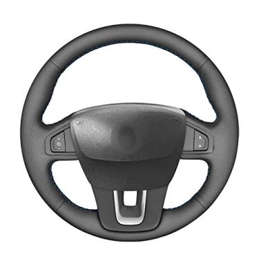 Imagem de Capa de volante de carro confortável antiderrapante costurada à mão preta, apto para Renault Laguna 3 Latitude Renault Samsung SM5 SM7 2007 a 2012