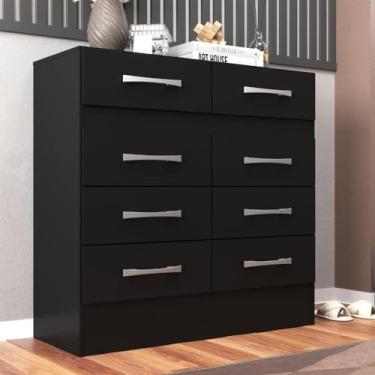Imagem de Cômoda Roupeiro Grande 8 Gavetas Imperatriz Preto