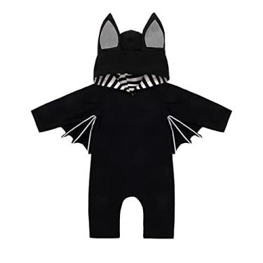 Imagem de Fantasy Era Roupas de morcego de bebê, roupas de morcego infantil, macacão de morcego de bebê, macacão de vampiro para recém-nascido (preto, 12 a 18 meses)