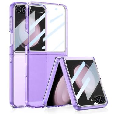 Imagem de LIULANZ Capa transparente para Samsung Galaxy Z Flip 6 com protetor de tela, fina, leve, antiamarelamento, policarbonato rígido, à prova de choque, transparente (ZFlip6-roxo)