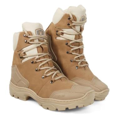 Imagem de CMR Shoes, Bota Masculina De Couro Cano Baixo Confortável Coturno Resistente Solado De Borracha Moda Inverno Cor:Bege;Tamanho:42