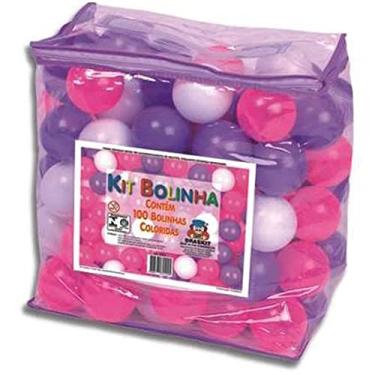 Imagem de Kit Bolinhas Braskit Rosa/Branco/Lilás 100 Unidades