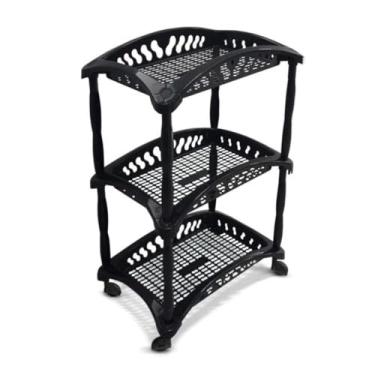 Imagem de Organizador Vertical Triplo Fruteira, Preto, 3 Andares, Com Rodinhas Premium