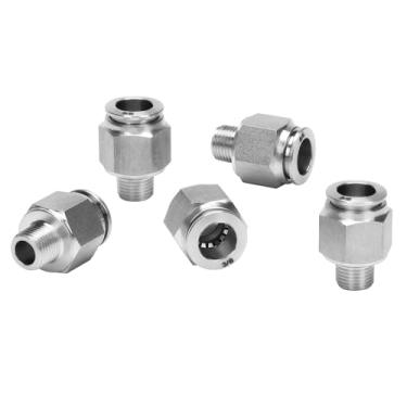 Imagem de DERPIPE Encaixe Push to Connect - Aço Inoxidável 304 macho reto 3/20.3 cm Tubo OD x 1/20.3 cm NPT Rosca Pneumática Push Lock Fitting (pacote com 5)