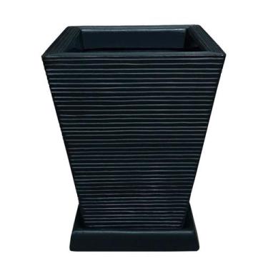 Imagem de Vaso De Planta Decorativo Polietileno 45X35 + Prato Preto - Foster Pla
