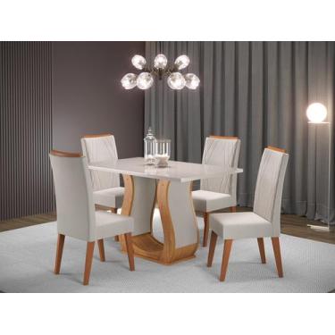 Imagem de Mesa de Jantar Retangular Salin com 4 Cadeiras Madeira Maciça Vegas - 